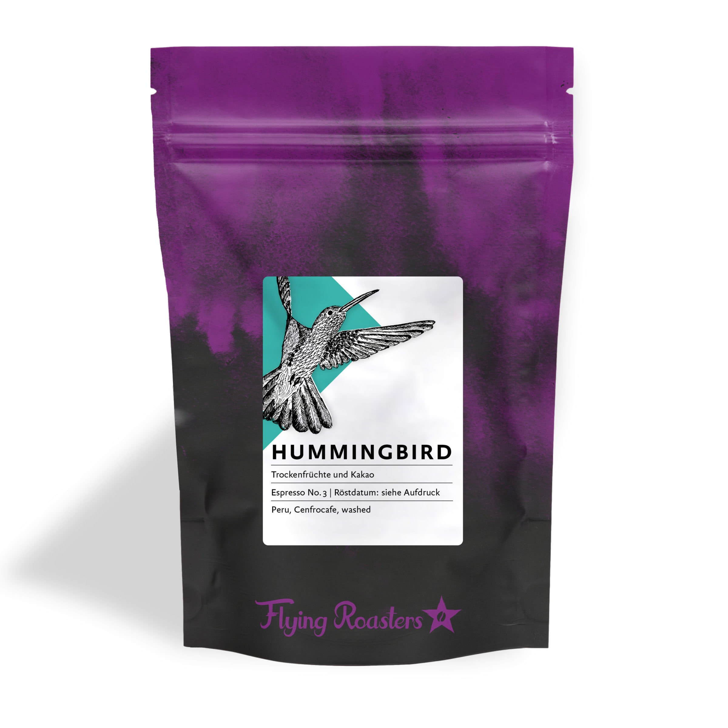 Kaffeetüte für schokoladigen Espresso Hummingbird aus Peru